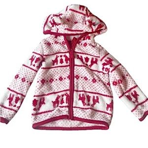 dip Baby Girls Snowflake Plush Bear Hooded Zip-Up Jacket- 12-18M